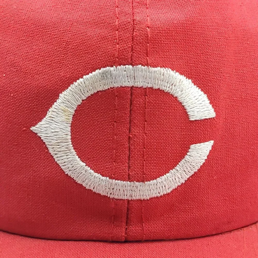 Vtg Cincinnati Reds Hat Cap Twins Boston MA Trucker Snapback Red Some Stains GUC